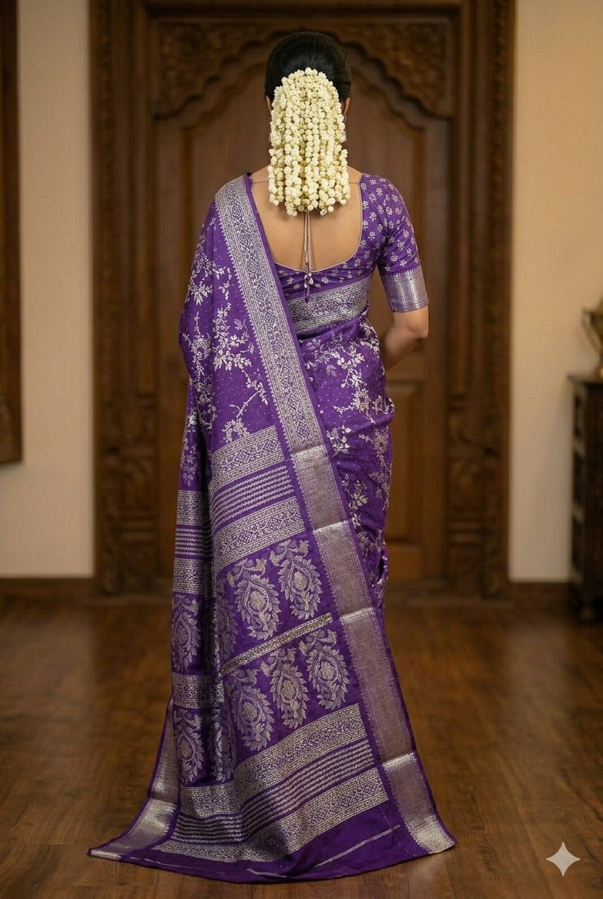 Begni silk theme with silky jari embroidery work