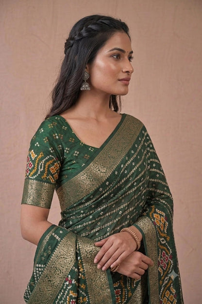 Mix febric give you stylish look with a bold green colour