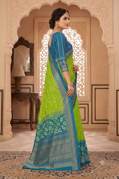 Greanly grass coloured premium georgette saree