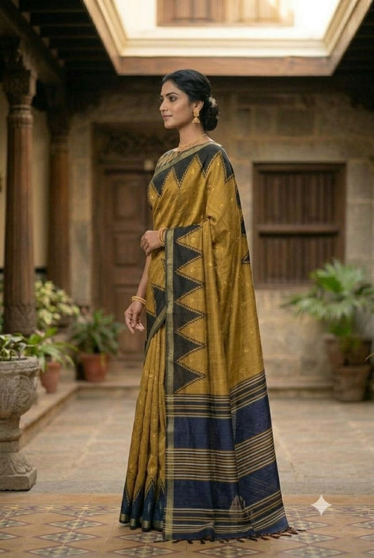 Light sandy yellow colour saree mixture of polyester chiffon fabric