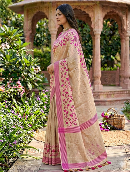 Organza cotton -stylish-ancient alongwith blouse & peticoat