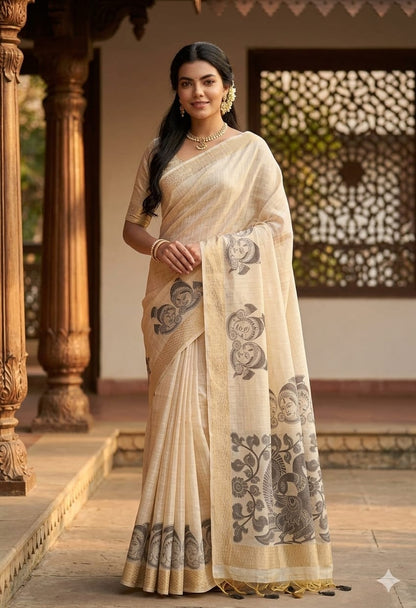 Creamy peacock with slate boundary enhancing the nature