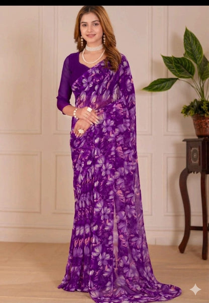 Begny chiffon saree along with full sleeves blouse