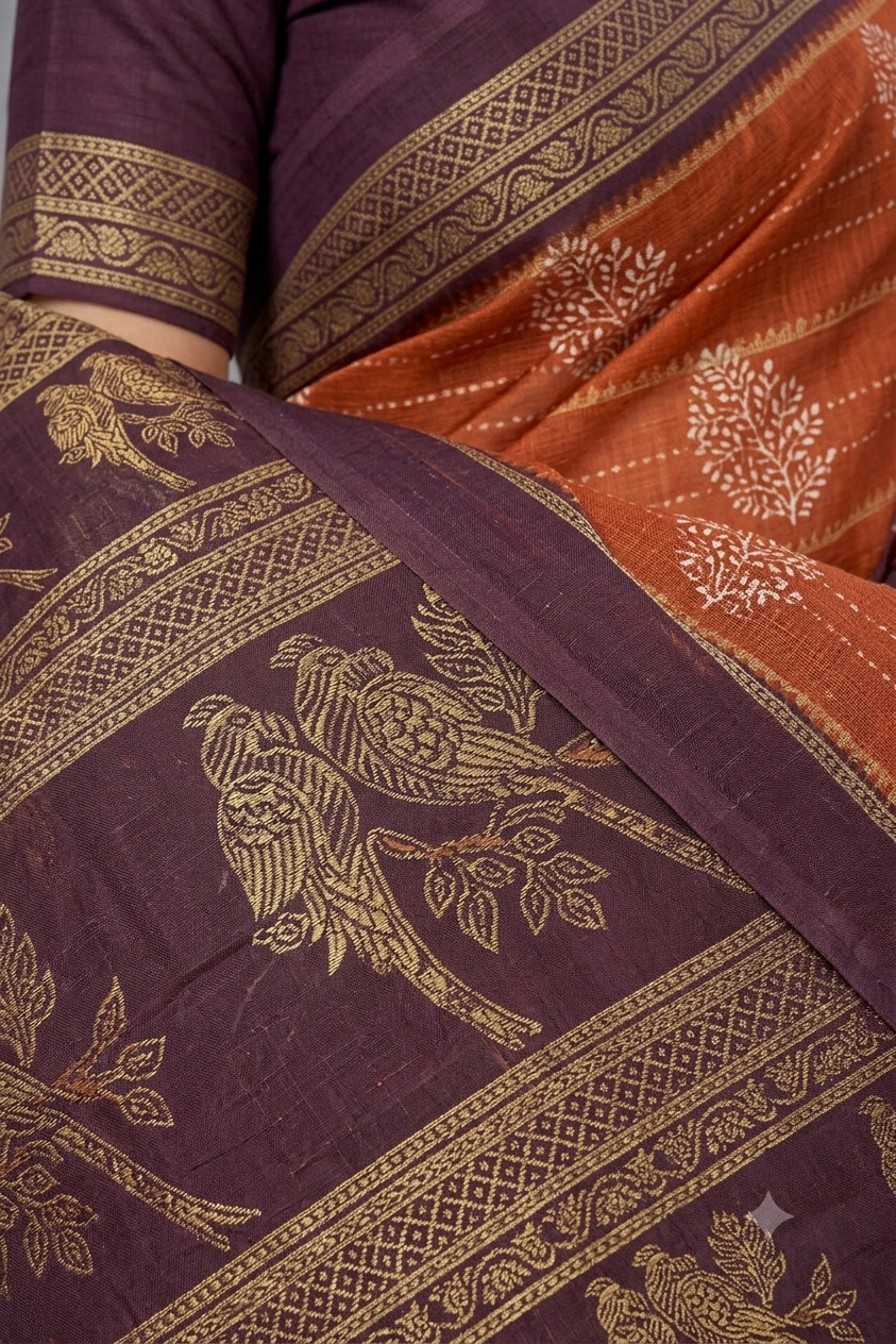 Maroon colour mixture of polyester & chiffon saree