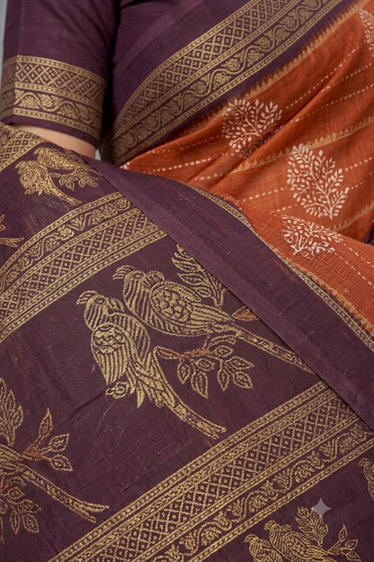 Maroon colour mixture of polyester & chiffon saree