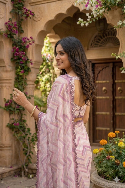 Desert mixing the nature simple georgette saree with shining border
