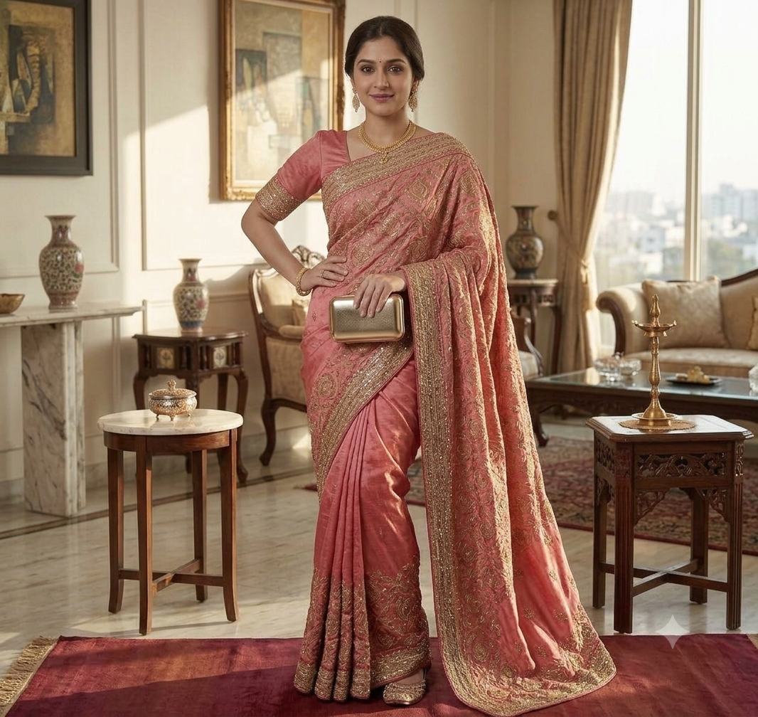 Raeliate timeless elegance with this handcrafted embroidered masterpiece