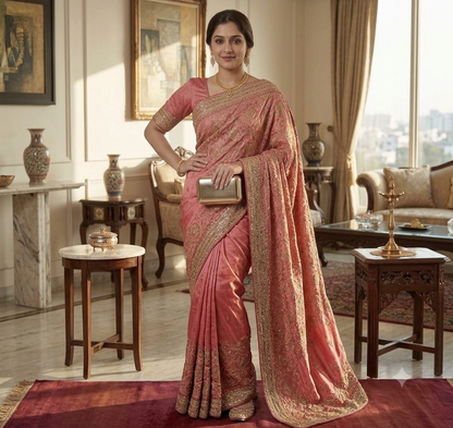 Raeliate timeless elegance with this handcrafted embroidered masterpiece