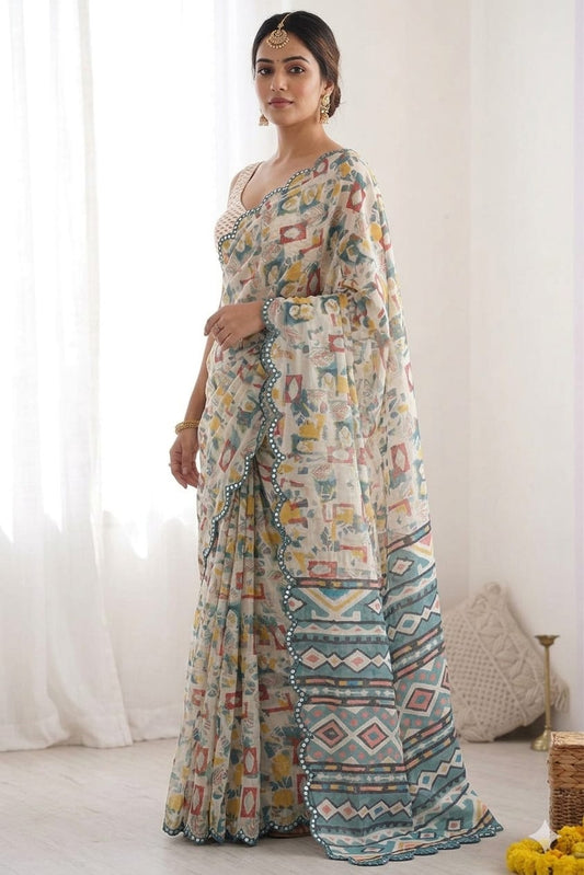 Skyesh Creamy georgette saree ready for your look