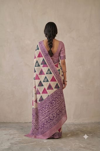 Bengani sari mix febric of organza & cotton