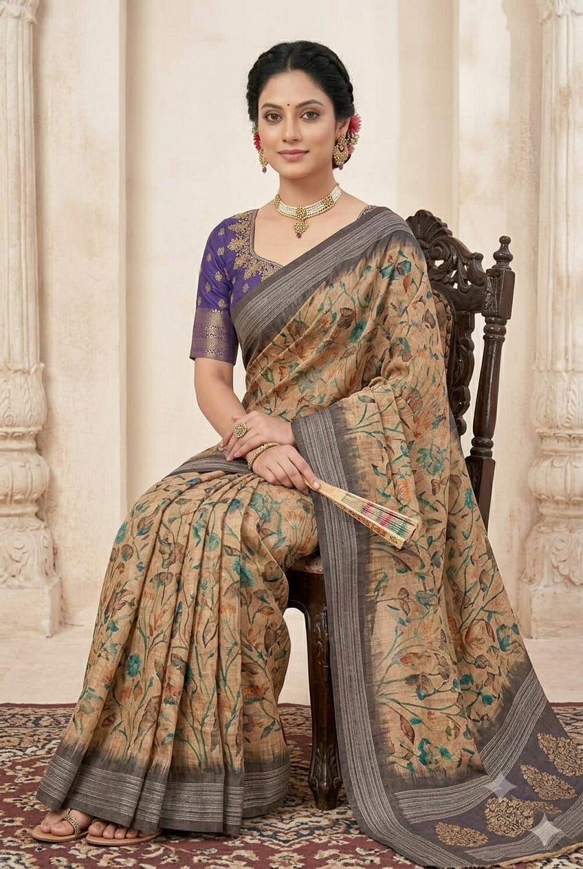 Mixed fabric saree give you enhanced look like a queen