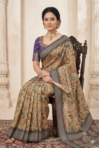 Mixed fabric saree give you enhanced look like a queen