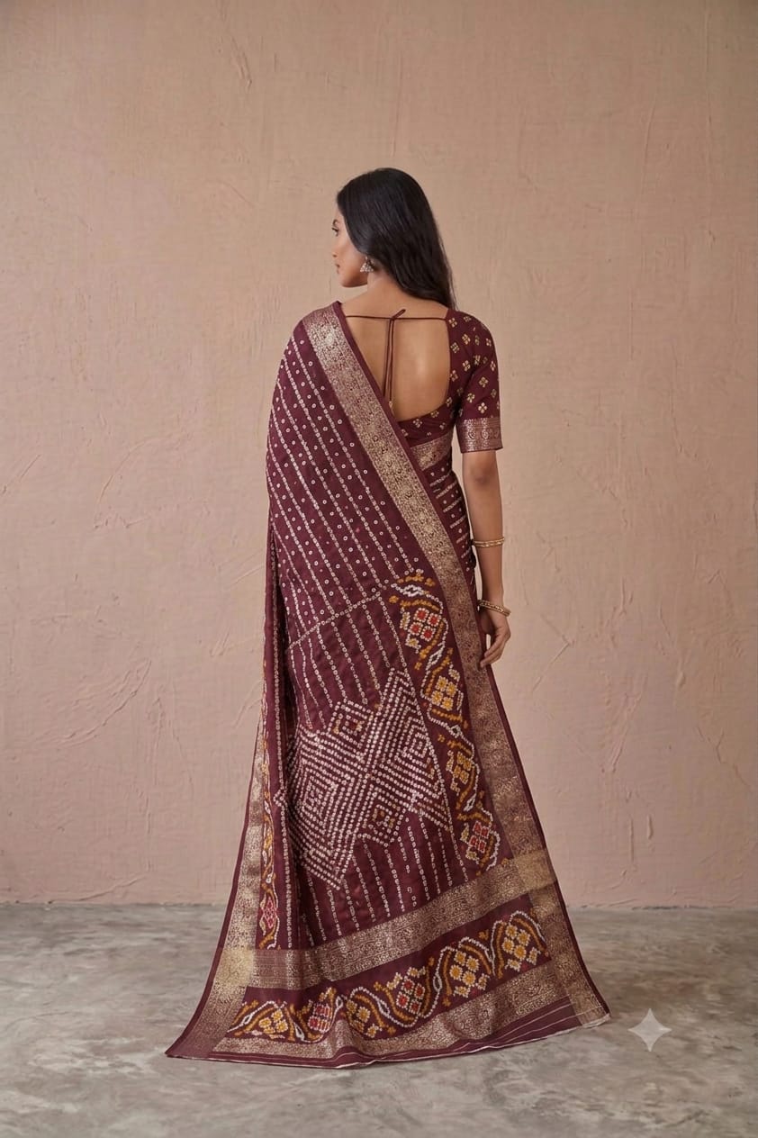 Chocolaty georgette saree ready to wear light weight