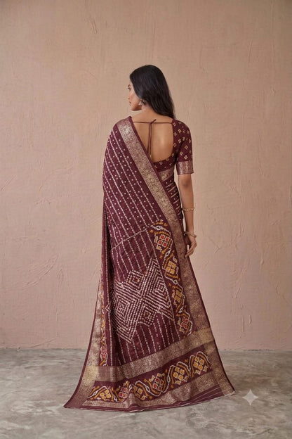 Chocolaty georgette saree ready to wear light weight