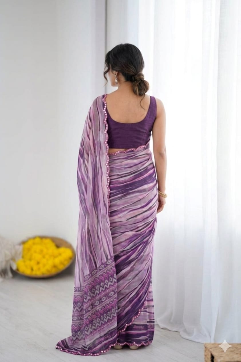 Bengani printed georgette saree