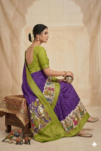Brinjal banarsi saree -modern style