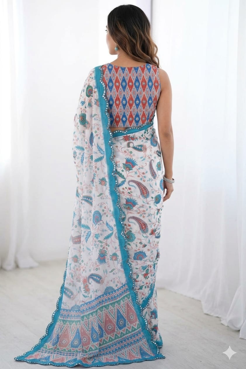 Light bluesh georgette light weight saree