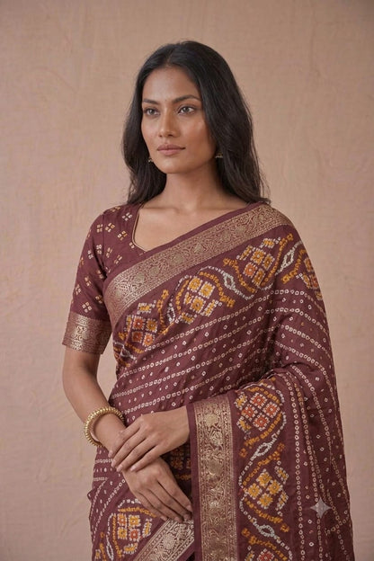 Chocolaty georgette saree ready to wear light weight