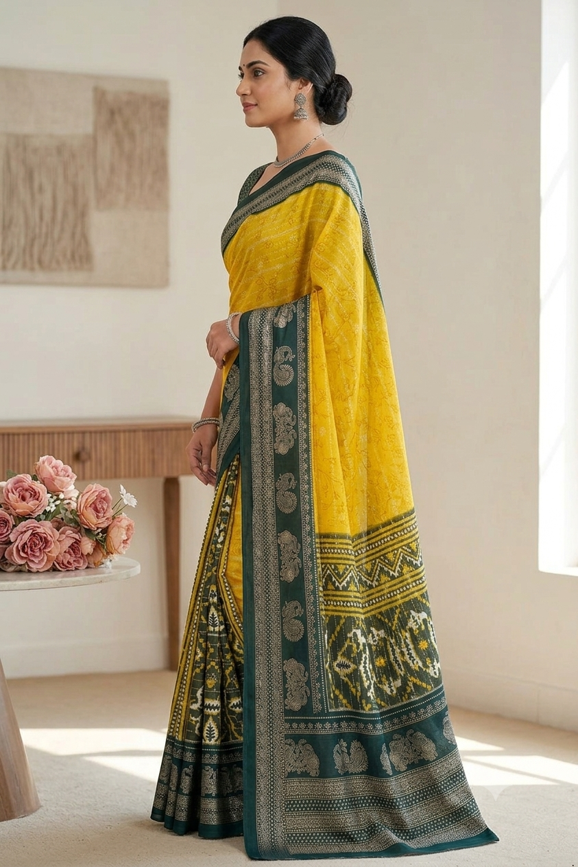 Yellowstone georgette saree with shining texture ready to wear
