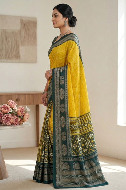 Yellowstone georgette saree with shining texture ready to wear