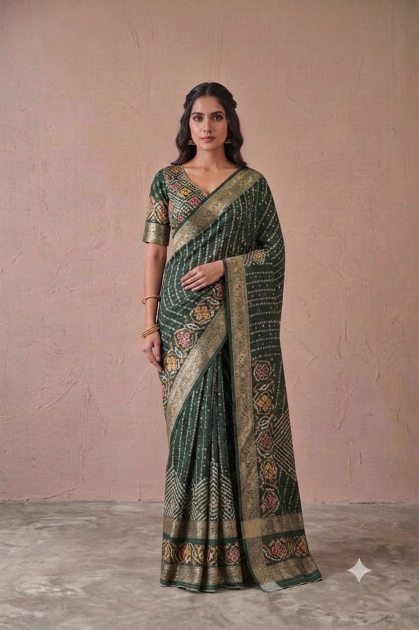 Mix febric give you stylish look with a bold green colour