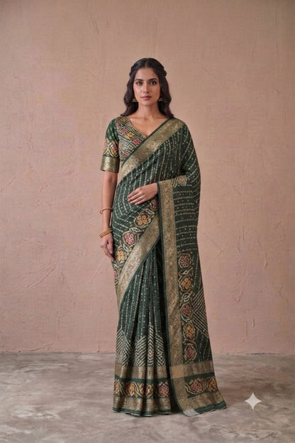 Mix febric give you stylish look with a bold green colour