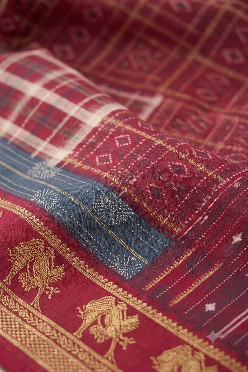Red georgette classic saree with modern design