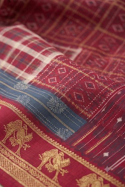 Red georgette classic saree with modern design