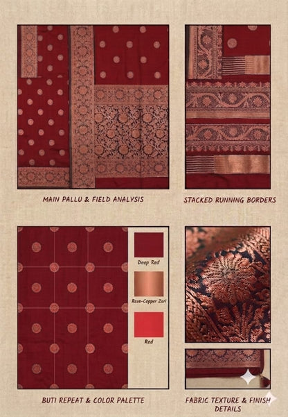 Dark red sindoor coloured premium silky saree