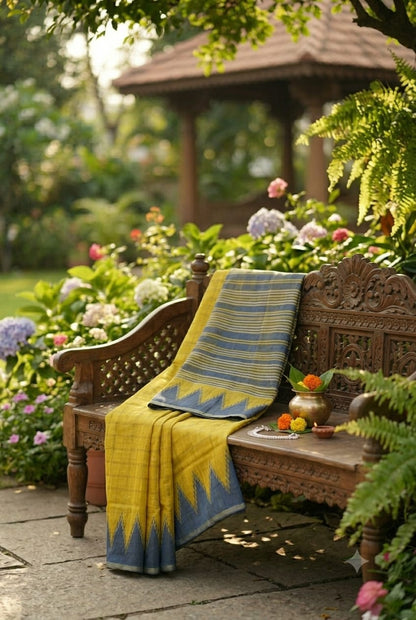 Enhanced by nature for your look light yellow colour polyester saree