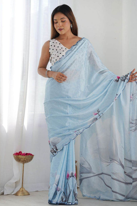 Asmani printed georgette saree ready to wear