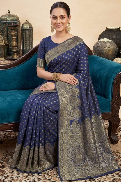 Formal look with this silky Saree with jari boundary