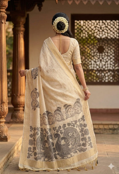 Creamy peacock with slate boundary enhancing the nature