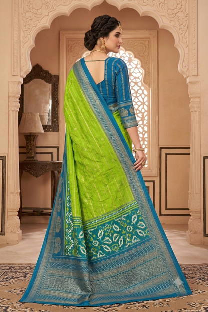 Greanly grass coloured premium georgette saree