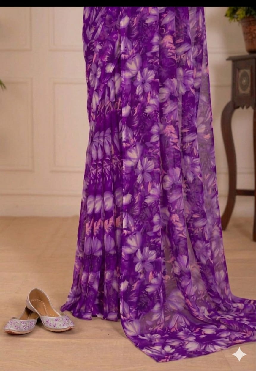 Begny chiffon saree along with full sleeves blouse