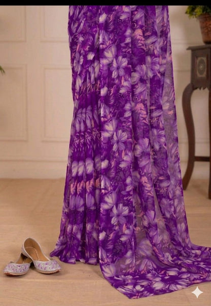 Begny chiffon saree along with full sleeves blouse