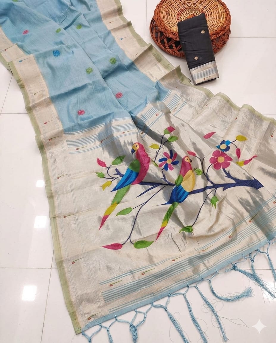 Butterfly Cotton butta-shiney styler alongwith black blouse