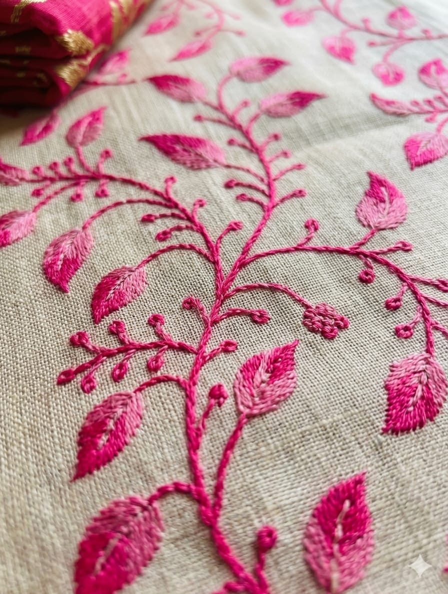 Organza cotton -stylish-ancient alongwith blouse & peticoat