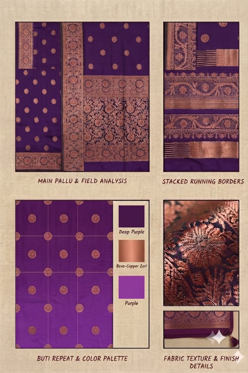 Purple silk banarsi jari boundary saree give you stylish look