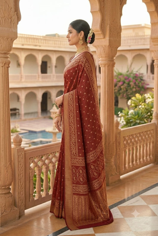 Maroon light weight saree with mix febric give you enhanced look
