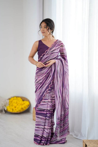 Milky bengani mix georgette light weight saree