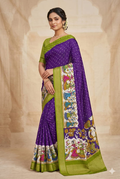 Brinjal banarsi saree -modern style