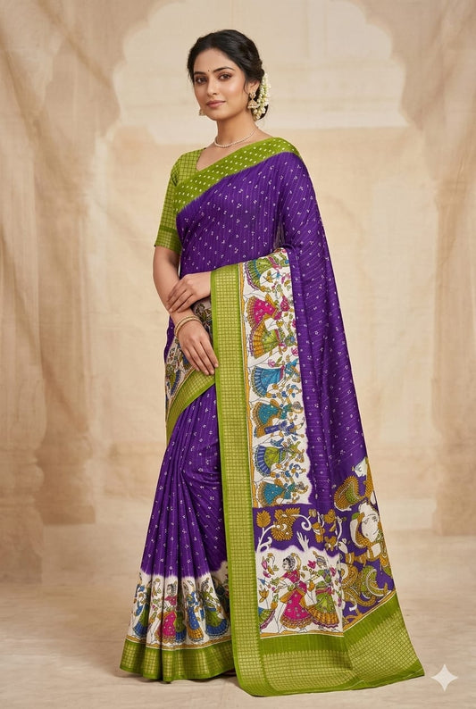 Brinjal banarsi saree -modern style