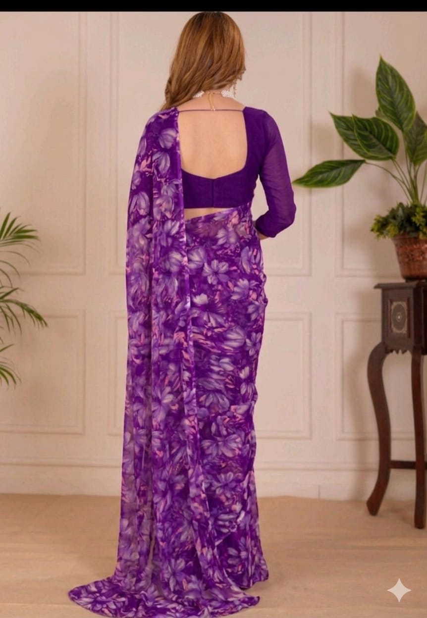 Begny chiffon saree along with full sleeves blouse