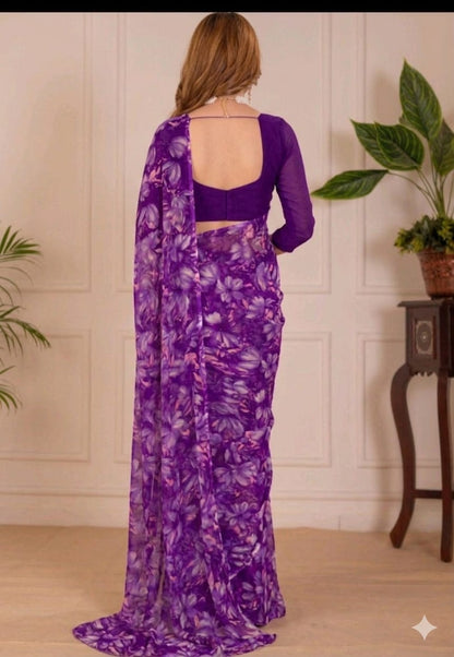 Begny chiffon saree along with full sleeves blouse