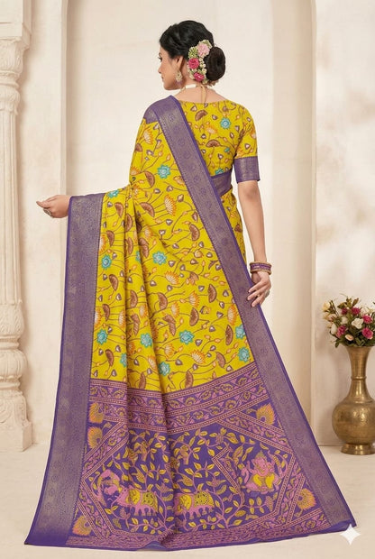 Mango dessert with bengani mix of silk and jari embroidery work