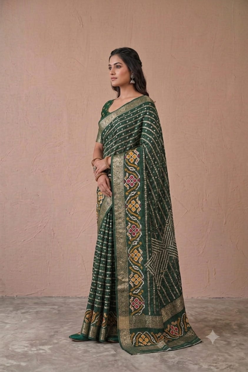 Mix febric give you stylish look with a bold green colour