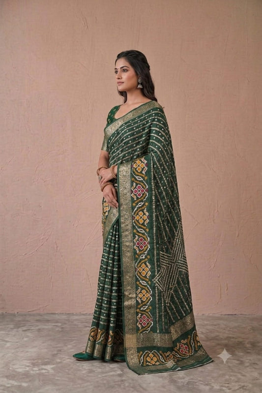 Mix febric give you stylish look with a bold green colour