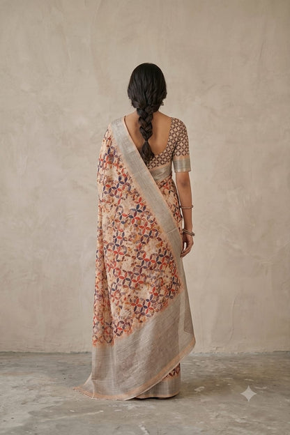 Polished silk fabric with this Creamy colour give you stylish look