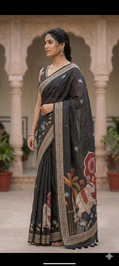 Black khadi for your texture simple but classic